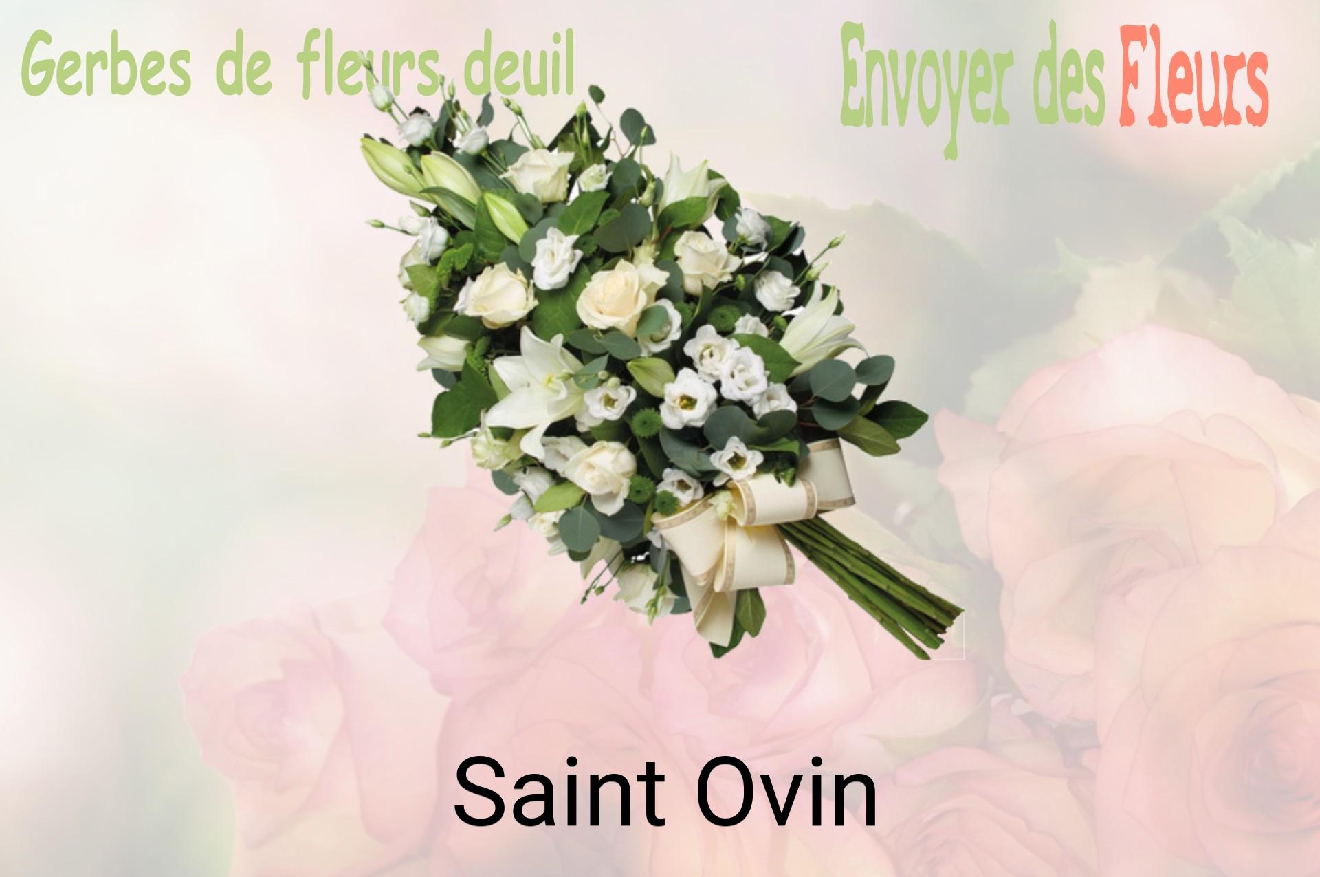 Gerbe de fleurs de deuil livrée à Saint-Ovin